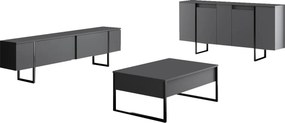 Σύνθετο Σαλονιού Ανθρακί / Μαύρο FLUOMU 160x35x80