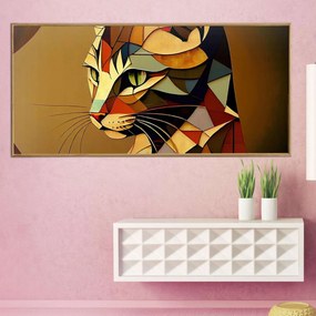 Πίνακας σε Plexiglass με Θέμα &#8220;Γάτα&#8221; σε  ξύλινη Κορνίζα - 80cmx50cm