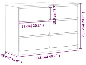 Συρταριέρα SAUDA Δρυς Γκρι 111x43x73,5εκ. από Μασίφ Ξύλο Πεύκου - Καφέ