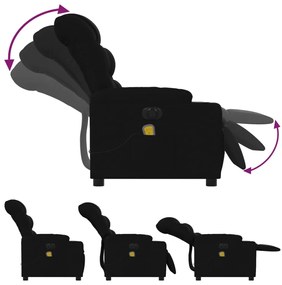 vidaXL Πολυθρόνα Μασάζ Ηλεκ. Ανακλινόμενη Μαύρη Υφασμάτινη