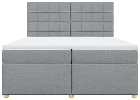 Κρεβάτι Boxspring με Στρώμα Ανοιχτό Γκρι 200x200 εκ. Υφασμάτινο - Γκρι