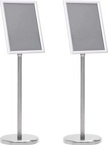 vidaXL Βάσεις Αφισών 2 pcs Ασημί 32,7 x 24 x 108 εκ. Αλουμίνιο
