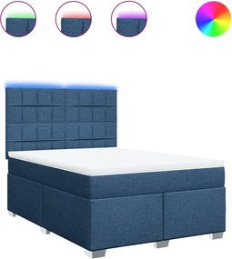 vidaXL Κρεβάτι Boxspring με Στρώμα Μπλε 140x190 εκ. Υφασμάτινο