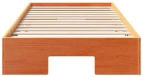 vidaXL Κρεβάτι δαπέδου Καφέ 100 x 200 cm Μασίφ ξύλο πεύκου