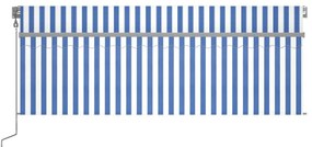 Τέντα Αυτόματη με Σκίαστρο/LED/Αισθ. Ανέμου Μπλε/Λευκό 4,5x3 μ. - Μπλε