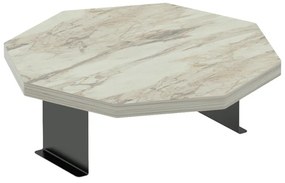 Βοηθητικό τραπεζάκι Linea pakoworld σε γκρι όψη μαρμάρου με μαύρα μεταλλικά πόδια Φ34x10εκ 120-000589