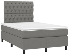 ΚΡΕΒΑΤΙ BOXSPRING ΜΕ ΣΤΡΩΜΑ &amp; LED ΣΚ.ΓΚΡΙ 120X200 ΕΚ ΥΦΑΣΜΑΤΙΝΟ 3135102