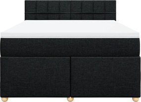 vidaXL Κρεβάτι Boxspring με Στρώμα Μαύρο 140x200 εκ. Υφασμάτινο