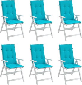vidaXL Μαξιλάρια Καρέκλας με Ψηλή Πλάτη 6 τεμ. Τιρκουάζ Υφασμάτινα