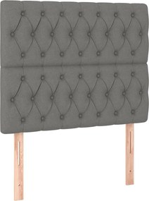 vidaXL Κρεβάτι Boxspring με Στρώμα &amp; LED Σκ.Γκρι 120x200 εκ Υφασμάτινο