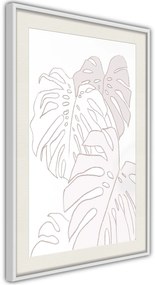 Αφίσα - Beige Leaves - 40x60 - Μαύρο - Χωρίς πασπαρτού