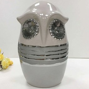 Διακοσμητική Κουκουβάγια 15-00-17067 12,5x12,5x20cm Grey-Beige Marhome Ceramic