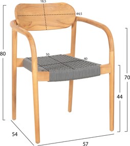 ΠΟΛΥΘΡΟΝΑ OSLO HM9636.08 ΞΥΛΟ TEAK ΦΥΣΙΚΟ &amp; ΣΧΟΙΝΙ--B’ΔΙΑΛΟΓΗΣ 55x54x80Yεκ.