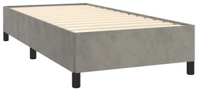 Κρεβάτι Boxspring με Στρώμα Ανοιχτό Γκρι 90x200 εκ. Βελούδινο - Γκρι