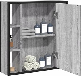 vidaXL Καθρέφτης Μπάνιου Ντουλάπι Γκρι Sonoma 60x16x60 εκ Επεξ. Ξύλο