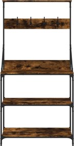 vidaXL Ραφιέρα Κουζίνας με Γάντζους και 4 Ράφια Καπνιστή Δρυς