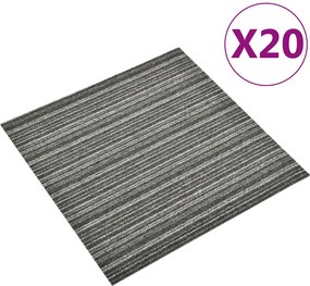 vidaXL Χαλί 20 τμχ. Ριγέ ανθρακί 50 x 50 cm 100% Πολυπροπυλένιο