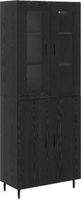 vidaXL Highboard 2 pcs Μαύρη Οξυά Επεξεργασμένο ξύλο