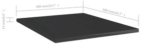 Ράφια Βιβλιοθήκης 8 τεμ. Γυαλ. Μαύρο 40x50x1,5 εκ. Επεξ.Ξύλο - Μαύρο