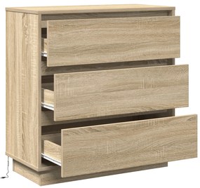vidaXL Κομοδίνο  με LED Σονόμα Όξυ 71x34,5x75 εκ Κατασκευασμένο Ξύλο