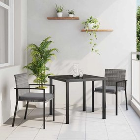 vidaXL Σέτ φαγητού για κήπο 3 pcs Γκρι Πολυ ράταν
