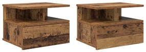 vidaXL Κρεβάτι με Float με συρτάρι 2 pcs Παλαιό ξύλο 40 x 31 x 27 εκ.