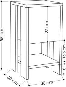 Κομοδίνο Λευκό EMA 30x30x55