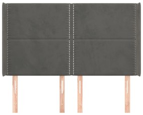 Κεφαλάρι με Πτερύγια Σκούρο Γκρι 147x16x118/128εκ.Βελούδινο 3119489