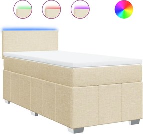 vidaXL Κρεβάτι Boxspring με Στρώμα Κρεμ 80 x 200 εκ. Υφασμάτινο