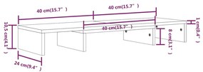 Βάση Οθόνης Λευκή 80 x 24 x 10,5 εκ. από Μασίφ Ξύλο Πεύκου - Λευκό