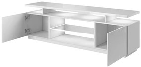 Τραπέζι Tv Charlotte 138, Άσπρο, Γυαλιστερό λευκό, Ο αριθμός των θυρών: 2, 180x56x40cm, 57 kg | Epipla1.gr