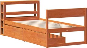 vidaXL Σκελετός Κρεβ. Χωρίς Στρώμα Καφέ Κεριού 75x190 εκ Μασίφ Πεύκο