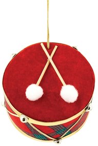 Χριστουγεννιάτικο Στολίδι Τύμπανο 240017 12x12x8cm Red