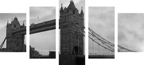 Φωτογραφία 5 τμημάτων Tower Bridge στο Λονδίνο σε ασπρόμαυρο