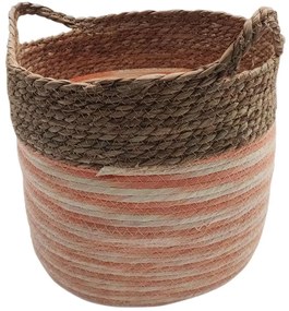 Καλάθι Με Ρίγα 00.06.61287 39x29-33cm Ψάθινο Natural-Orange Mat