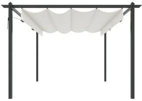 vidaXL Κιόσκι Κήπου με Πτυσσόμενη Οροφή Κρεμ 4 x 3 μ.