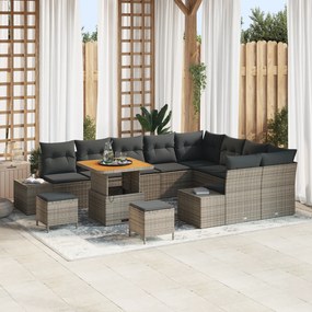vidaXL Σετ Καναπέ Κήπου με αποθήκευση 12 pcs Γκρι Πολυ ράταν