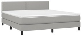 vidaXL Κρεβάτι Boxspring με Στρώμα &amp; LED Αν.Γκρι 180x200 εκ Υφασμάτινο