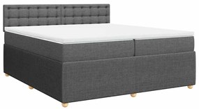 vidaXL Κρεβάτι Boxspring με Στρώμα Σκούρο Γκρι 200x200 εκ. Υφασμάτινο