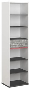 Βιβλιοθήκη Fresno AC104, Ανοιχτό, Με συρτάρια, Πλαστικοποιημένη μοριοσανίδα, Αριθμός συρταριών: 1, 198x55x40cm, 44 kg, Γραφίτης, Κόκκινο, Άσπρο