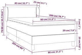 Κρεβάτι Boxspring με Στρώμα Γκρι 80 x 200 εκ. Συνθετικό Δέρμα - Γκρι