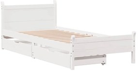vidaXL Σκελετός Κρεβ. Χωρίς Στρώμα Λευκό 75x190 εκ Μασίφ Πεύκο