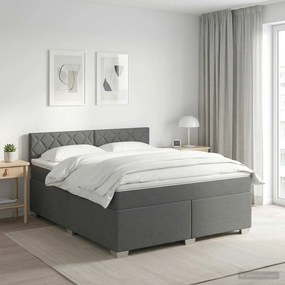 vidaXL Κρεβάτι box spring με στρώμα Σκούρο Γκρι 140 x 200 cm Ύφασμα