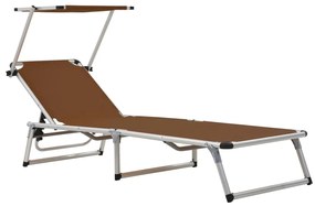 312461  FOLDING SUN LOUNGERS WITH ROOF 2 PCS ALUMINIUM&amp;TEXTILENE BROWN 312461