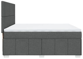 Κρεβάτι Boxspring με Στρώμα Σκούρο Γκρι 200x200 εκ. Υφασμάτινο - Γκρι