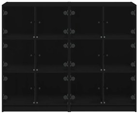 vidaXL Βιβλιοθήκη με Πόρτες Μαύρη 136x37x109 εκ. Επεξ. Ξύλο