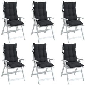 Μαξιλάρια Καρέκλας με Πλάτη 6 τεμ. Μαύρα από Ύφασμα Oxford - Μαύρο
