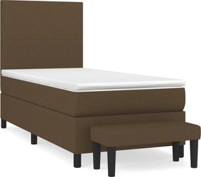 vidaXL Κρεβάτι Boxspring με Στρώμα Σκούρο Καφέ 90x190 εκ. Υφασμάτινο