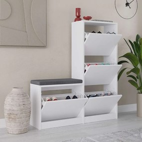 Παπουτσοθήκη Dude Megapap χρώμα λευκό 104,8x26x118,5εκ.