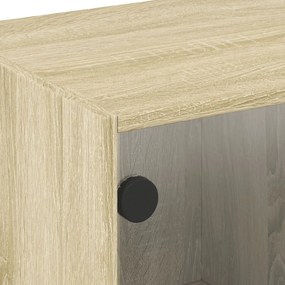 Τραπεζάκι Σαλονιού Sonoma Δρυς 68x50x42 εκ. με Γυάλινες Πόρτες - Καφέ